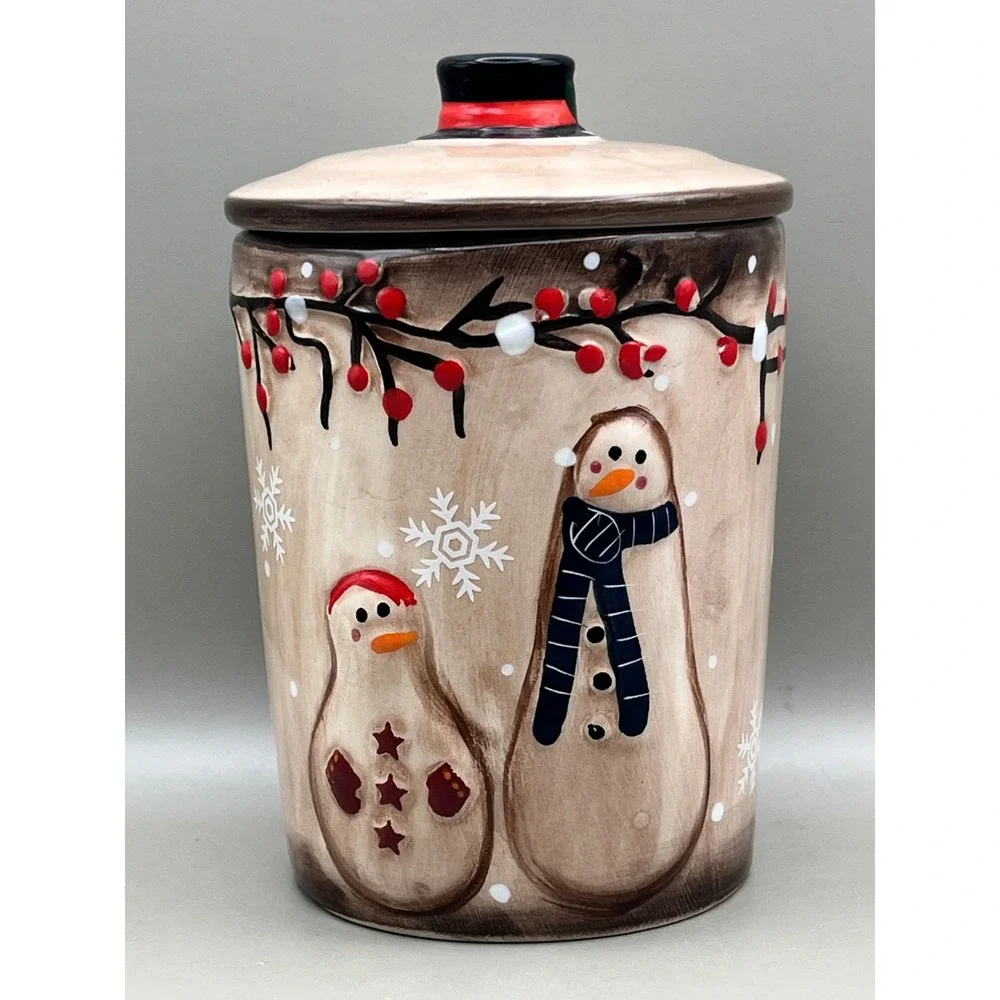 LTD Commodities Snowman Ceramic Kitchen Canister Winter Holiday Jar 5.5